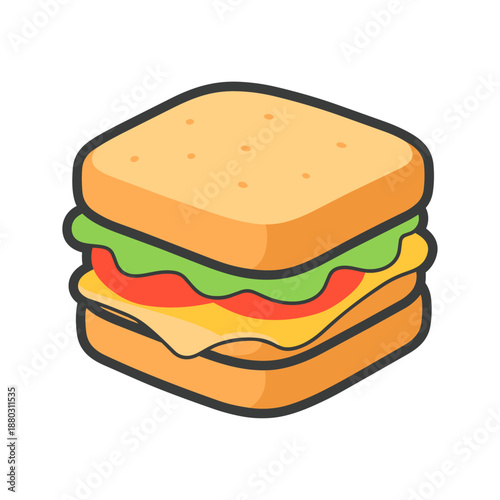 Delicious Toasted Sandwich Vector Illustration for Food Menu Design