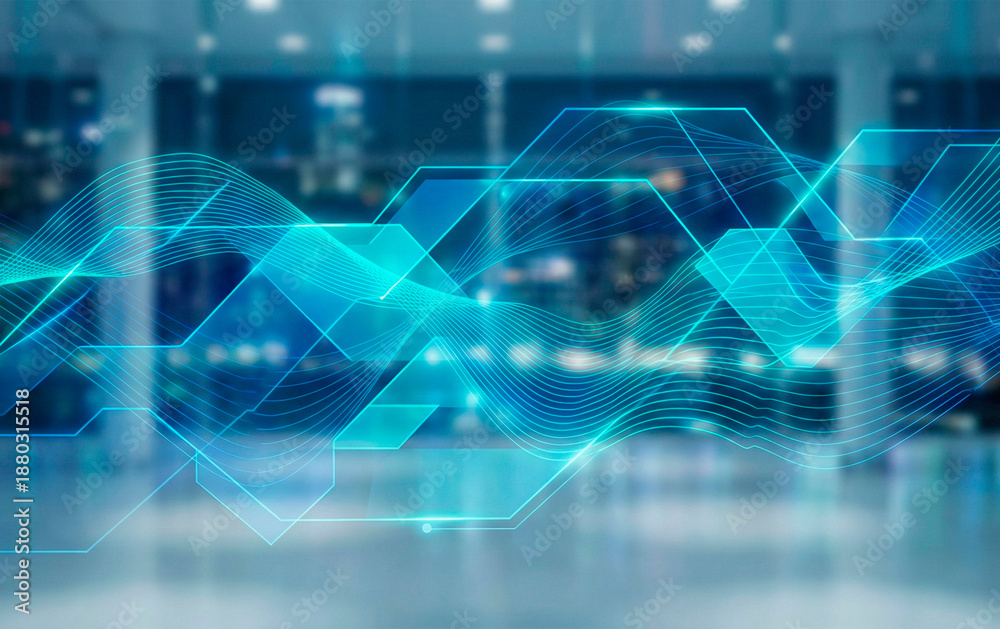 Obraz premium Futuristic Blue Abstract Geometric Technology Background