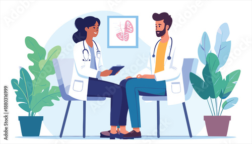 vector Doctor Consulting with Male Patient