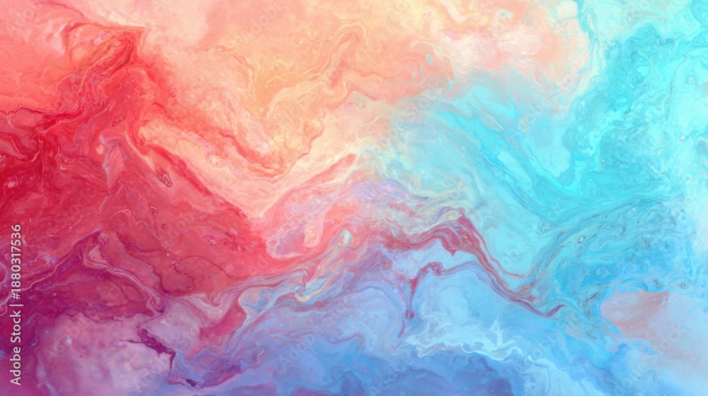 Fototapeta premium Colorful abstract design with red, pink, and blue swirls on a smooth surface