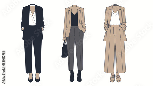 Elegant business outfits for women in modern office settings