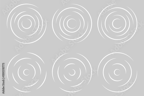 concentric ripple circles set. Sonar or sound wave rings collection. Epicentre, target, radar icon concept. Radial signal or vibration elements. Minimal radial lines with optical illusion.