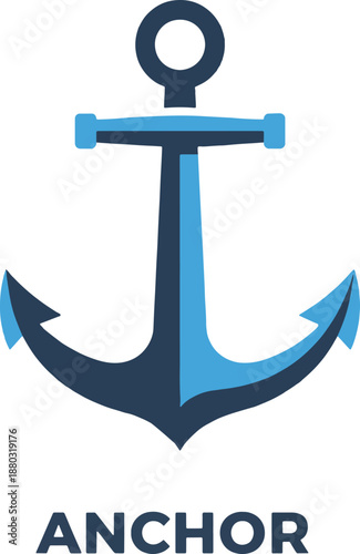 Ship anchor or boat anchor flat icon for websites and apps