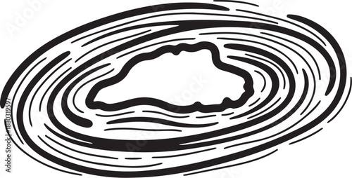 Black and white swirling abstract art design element isolated