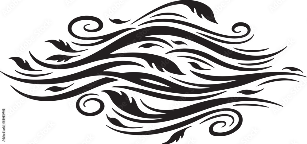 Fototapeta premium Black and white abstract swirling tribal tattoo design element