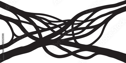 Black abstract lines on white background artistic design element