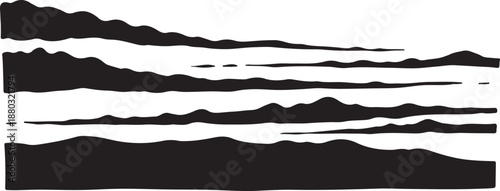 Monochromatic Landscape with Rolling Hills and Mountains Silhouette