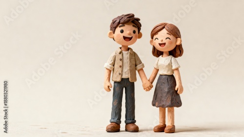Happy Couple Enjoying Time Together in 3D Clay Animation Style
