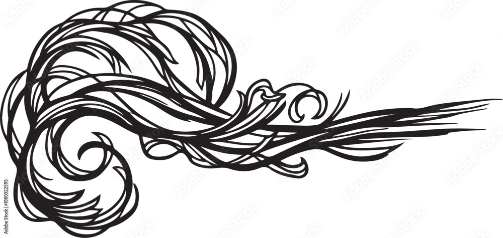 Fototapeta premium Swirling Black Lines Forming Abstract Art on White Background