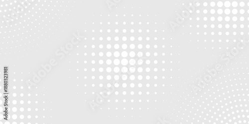 Dotted white on gray background with wave light technology concept. Simple and modern dots design. Vector illustration