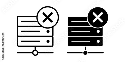 Server Delete Black Icon Bundle for Safe Data Removal and Digital System Cleanup Tasks