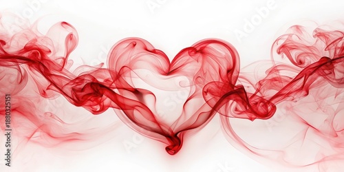 Elegant red heart shapes formed from wispy smoke against a soft white background