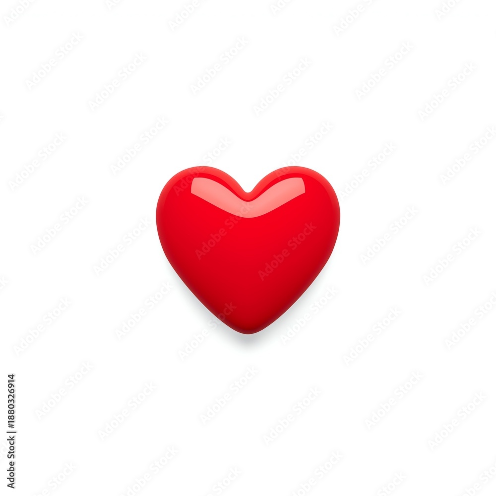 Fototapeta premium 3D red heart shape isolated on white background as a romantic symbol of love and passion for Valentine's Day decoration or wedding illustration icon