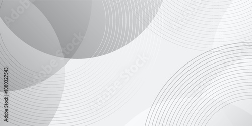 Abstract white geometric on smooth grey background overlap layer on bright space with lines effect decoration. Modern graphic element circles. Simple vector arts