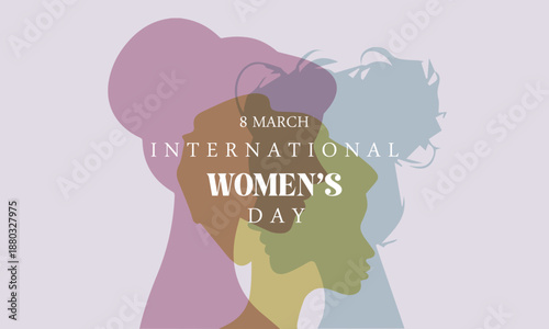8 March, Happy International Women's Day, Women's History Month banner. Vector illustration