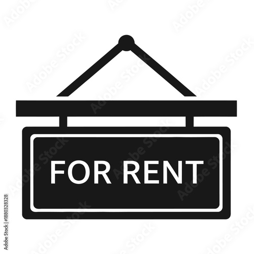 Minimal Black and White For Rent Sign Icon for Real Estate and Property Leasing