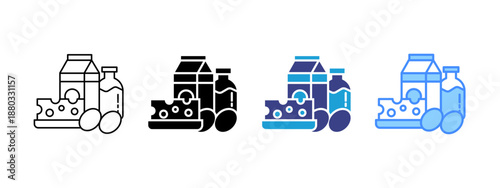 Dairy Products icon set multiple style collection