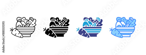 Vegetables icon set multiple style collection