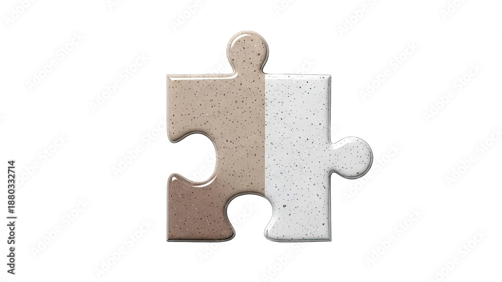 Fototapeta premium Two-toned puzzle piece on white background