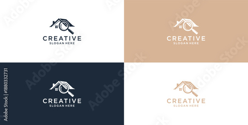 Minimalist House Logo Design with Line Style. Simple Real Estate Business Logo