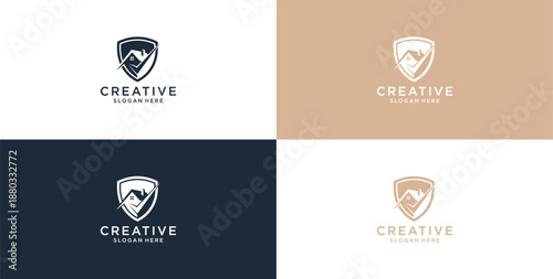 Minimalist House Logo Design with Line Style. Simple Real Estate Business Logo