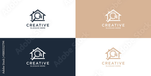 Minimalist House Logo Design with Line Style. Simple Real Estate Business Logo