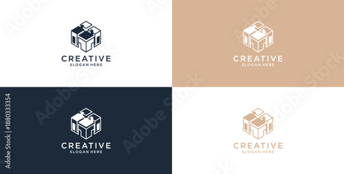 Minimalist House Logo Design with Line Style. Simple Real Estate Business Logo