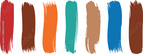 Colorful Vertical Acrylic Paint Brush Strokes Set with Textured Edges