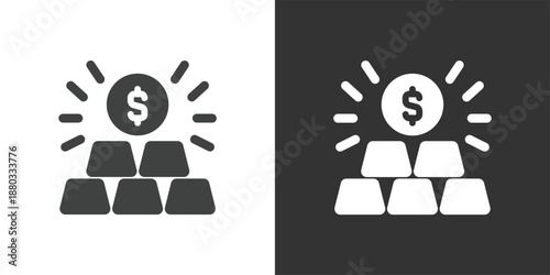 Gold and Asset Investment icon. Solid glyph series icon