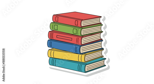 Colorful stack of books with vibrant covers illustrating knowledge education and reading themes