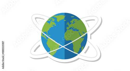 Global Earth Illustration with Orbiting Satellites Depicting Connectivity and Planetary Network