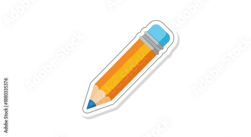 Illustration of a colorful pencil with eraser on a white background emphasizing creativity and