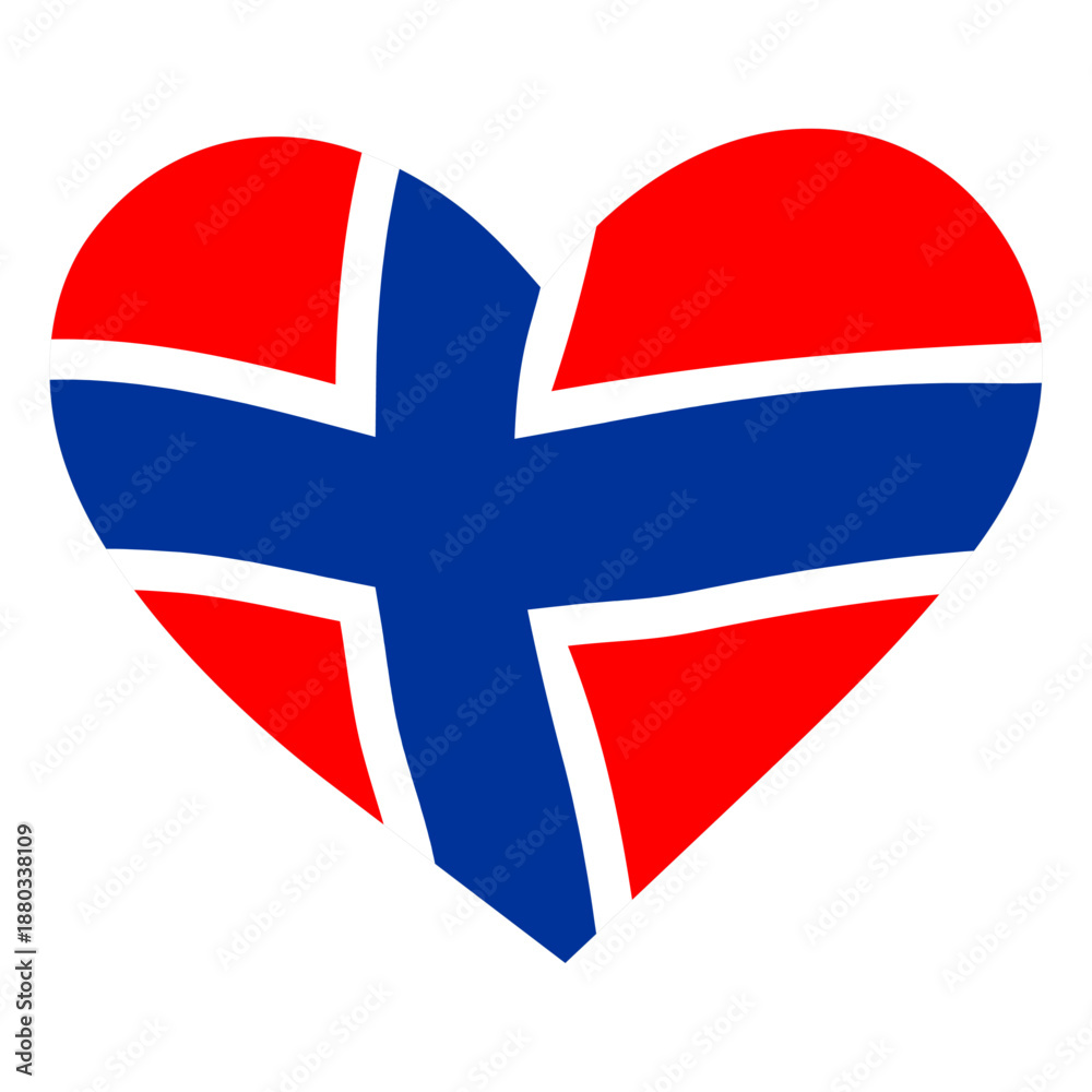 Obraz premium Norwegian flag in the shape of a heart