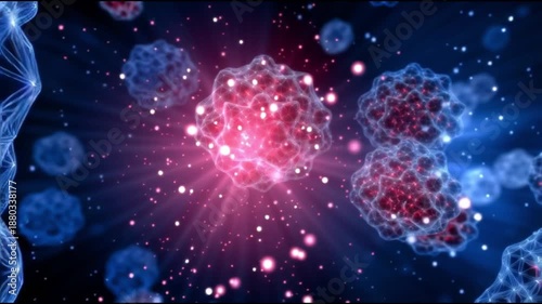 Wallpaper Mural Digital virus simulation. Cyber visualization. Networked visualization. Virtual modeling. Colorful abstract representation of cellular structures in a digital format. Torontodigital.ca