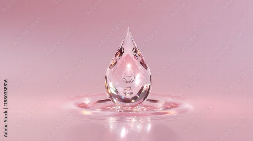Fototapeta premium Water Drop: A single drop of water, crystal clear, poised in mid-air above a ripple, showcasing the beauty of simplicity and the delicate balance of nature. 