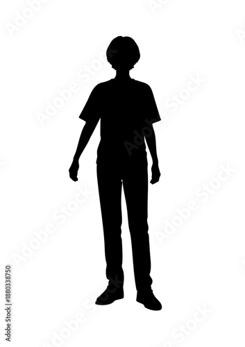 Human Silhouette Starting to Walk with One Arm Out
