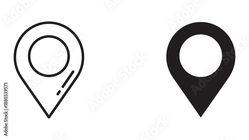 Map pin icons set on white background