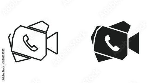 Video call icon set on white background