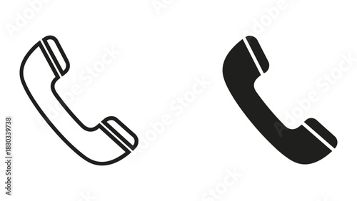 Simple black and white telephone receiver icon set