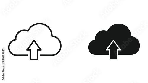 Cloud upload icon set with simple design