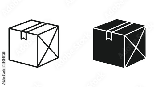Simple black and white package icons for logistics