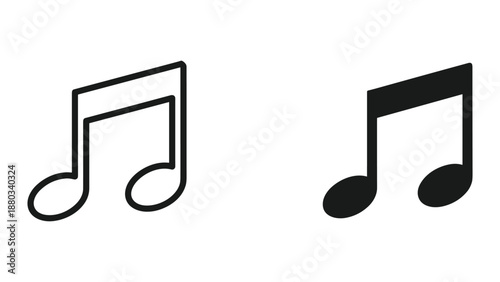 Simple black music notes on white background