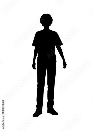 Human Silhouette Starting to Walk with One Arm Out