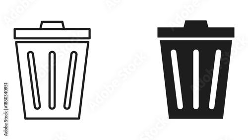 Simple line art illustration of two trash cans