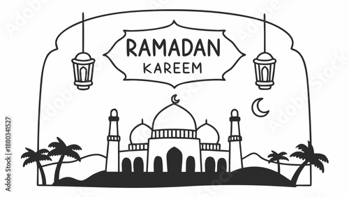 Celebrating the spirit of ramadan and kareem isolated on white background, Vector