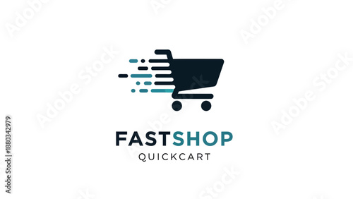 Fast Shop Quick Cart Logo Design for E-commerce and Online Shopping.
