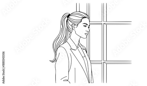 One line woman sleeping in bed vector illustration for wellness concept