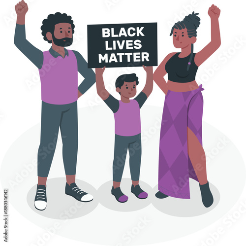 A family of three standing together, holding a sign that reads Black Lives Matter, advocating for social justice and equality in a powerful display of unity and solidarity