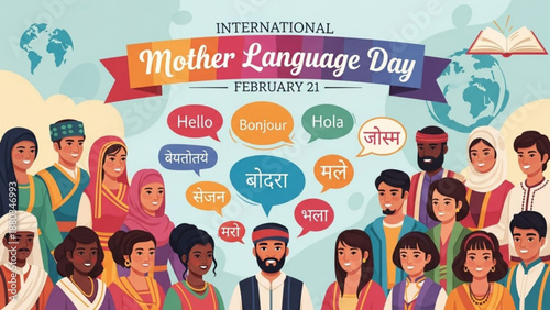 International mother language day celebration with diverse people