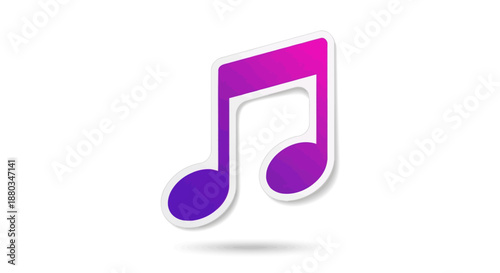 Digital music note icon in vibrant purple pink gradient representing music and audio playback